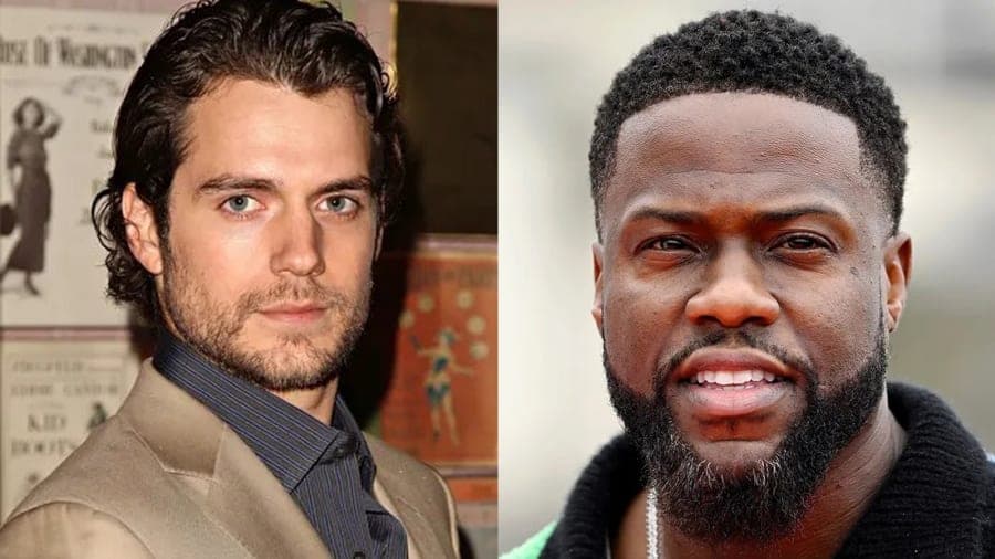 Kevin Hart and Henry Cavill photographed at a Hollywood event, both smiling at the camera
